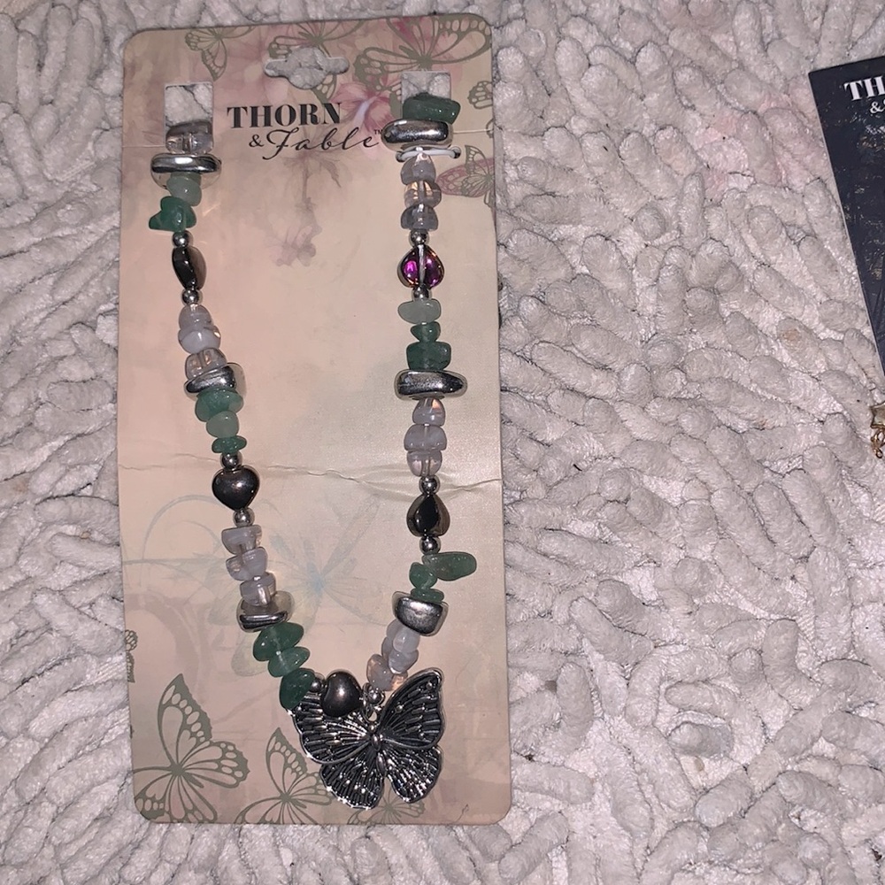 THORN&fable gemstone butterfly necklace